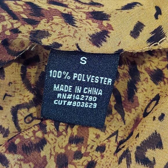 BCBG MaxAzria Blouse Small Sheer Lace Up Animal Print - Picture 8 of 10